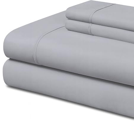 Easycosy - Juego de Sábana 4 Piezas Bies - Cama 135 (135x200cm) - Sábana Encimera, Bajera Ajustable y 2 Funda de Almohada de 50x75 cm. Gris Claro (Microfibra Cepillada)