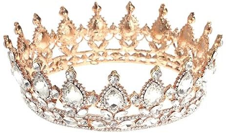 BESPORTBLE VORCOOL Vintage Kristall Krone für Damen – Edle Barock Tiara in Silber-Optik mit Strass – Elegantes Diadem für Braut, Hochzeit, Abschlussball, Cosplay & Geburtstag – Inkl. Haarschmuck-Box