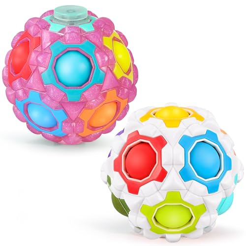 Cofvetia 2 Stück Regenbogenball, Magic Puzzleball Rotable, Regenbogen Spielzeug Knobelspiel für Kinder als Geschenk, Stress Lindern und die Denkfähigkeit Verbessern