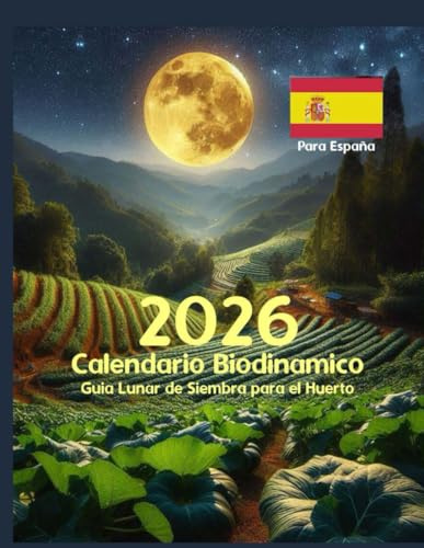 Calendario Biodinamico 2026 para España-Guia Lunar de Siembra para el Huerto: 12 Meses con Graficos fechas y horas para el trabajo de la Huerta-Ritmos Astronomicos dia a dia-100 Paginas.