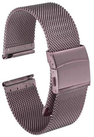 QUARKZMAN Cinturino Orologio in Maglia Acciaio Inossidabile 22mm Cinturini Orologio in Metallo Sgancio Rapido Fibbia a Piegatura Regolabile Sostitutivi Smartwatch Uomo Donna, Marrone Caffè