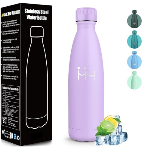 Mulbijeo Trinkflasche Edelstahl 500ML, BPA-frei, Wasserflasche, Auslaufsichere Isolierflasche Doppelwandig, Thermosflasche, Trinkflasche Kohlensäure Geeignet, für Fitness, Schule, Kinder