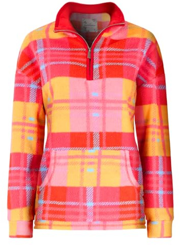 Joe Browns Women's Half Zip Check Fleece Top, Regular, Multicolor, UK 16