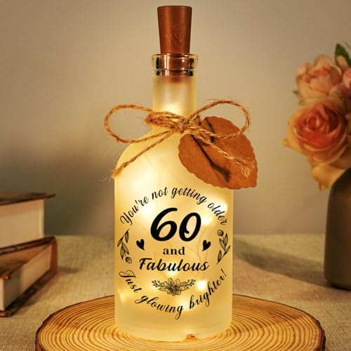 Sayregifty 60th Birthday Gifts for Women Men - LED Bottle Decorative Light | 60th Birthday Gifts Light for Her, 60 Years Old Gift for Grandma Nanny Friends Wife
