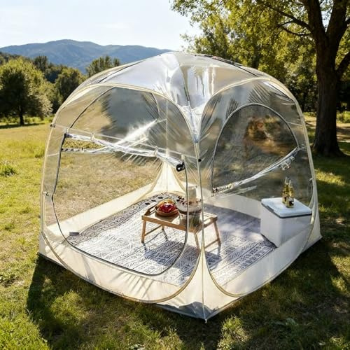4-seitiges Pop-Up-Bubble-Zelt, Instant-Iglu-Zelt, 1 Reißverschlusstür & 2 Fenster, Wetter- und kältebeständige Kapsel, Allwetterkapsel mit 360°-Rundumsicht (1,8 m/1,8 m * 1,9 m)