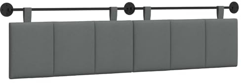 Owoxanthellate Hängendes Kopfteil Dunkelgrau Stoff 210x55 cm - Wandkopfteil gepolstert für Doppelbett Schlafzimmer - Rückenkissen Wandkissen Set mit Riemen und Metallschiene