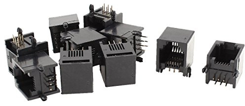 sourcing map 10pcs Adapter RJ11 6P6C Modularstecker Buchse PCB Sockelmontage Telefon Anschlüs Kupplung Schwarz