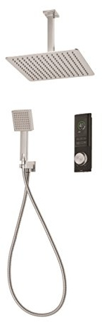 Triton HOME Digital Mixer Shower - Square - 2 Outlet All-in-One Ceiling Fixed Head with Wall Holder (Pumped)