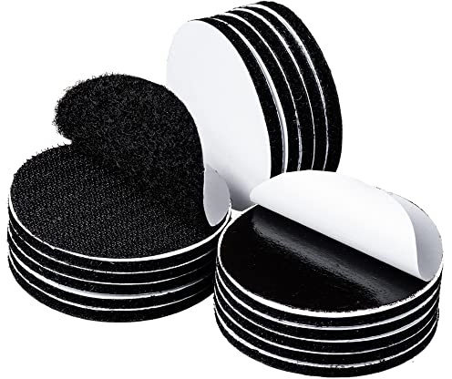 BRAVESHINE 50mm große runde Klettpunkte selbstklebend, extra stark Schwarz | 12 Paar Klettband rund, selbstklebendes Klettband zur Befestigung für Basteln, Heim und Büro