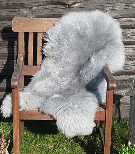 Felltrade Merino Schaffell Lammfell echtes Fell in tollen Farben 120-130 cm ökologische Gerbung (grau)