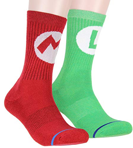 Nintendo Super Mario Mario y Luigi adultos traje de carácter Tripulación de 2 pares de calcetines