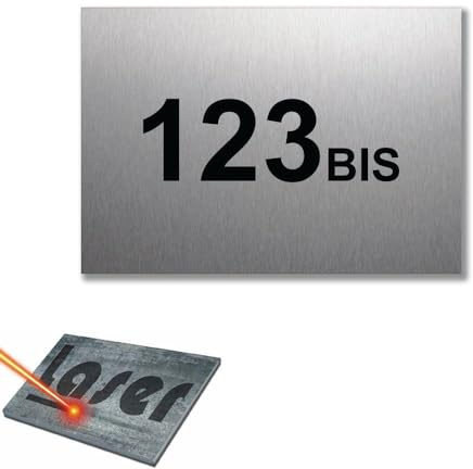 Plaque gravée numéro de boite aux lettres autocollante 10x7cm personnalisée Alu Brossé