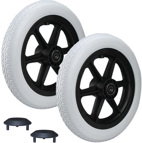 Set Sostituzione di 2 Ruota Posteriore Manuale per Sedia a Rotelle, Non Gonfiabile, Accessori per Carrozzina Disabili,Grigio