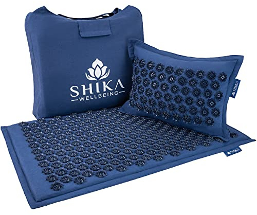 Shika Wellbeing Ensemble tapis d'acupression et oreiller – Eco Premium Relaxation profonde Acupuncture Body Mat et oreiller pour un meilleur sommeil, le stress et la tension – Durable et durable