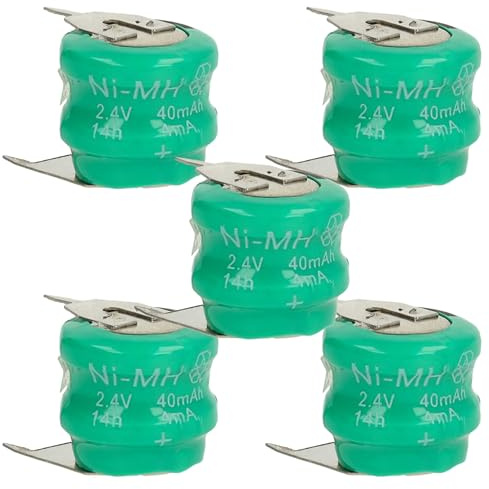 vhbw 5X NiMH Ersatz Knopfzellen-Akku Typ V40H 3-Pins 40mAh 2,4V kompatibel mit Modellbau-Akkus, Solar-Leuchten UVM.