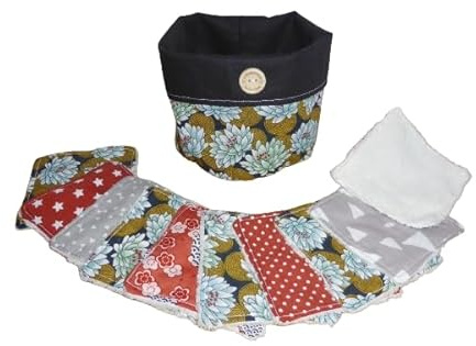 Lot de 10 lingettes démaquillantes lavable bambou et son panier - Handmade - zéro déchet (13)