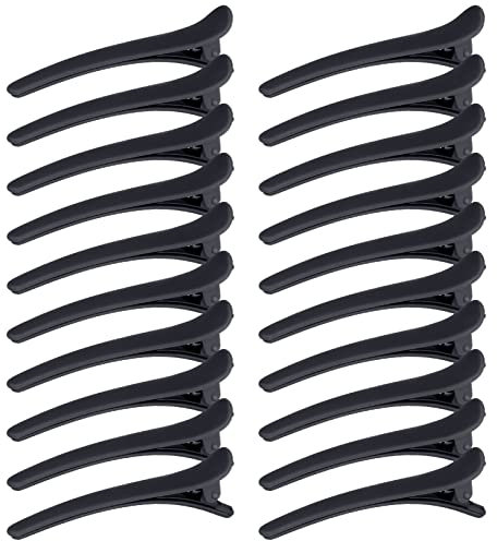 20 Stück Entebill Haarspangen Kunststoff Haarklammern Friseurbedarf Alligator Haarclips Abteilklammern Friseur Zubehör für Damen Herren Mädchen, Schwarz