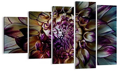 Mehrteilige Bilder auf Leinwand Blätter Agave Blume Leinwandbild 100x60cm Wandbilder Dekoration Wohnzimmer Schlafzimmer Set 5 teilige Groß Wanddeko Bild Wand Kunstdruck Art Decor Canvas EG100x60-5122