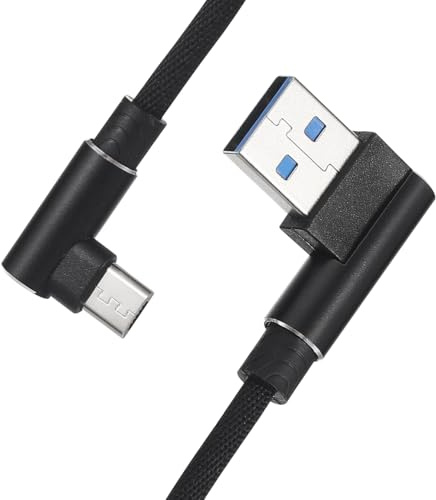 iplusmile USB Extension Cable, USB Micro Cable, 90 Degree Data Cable Charger Cord, Right Angle, 2.4 A, 1m, Nylon Braided USB Cable for Universal Phone (Black)