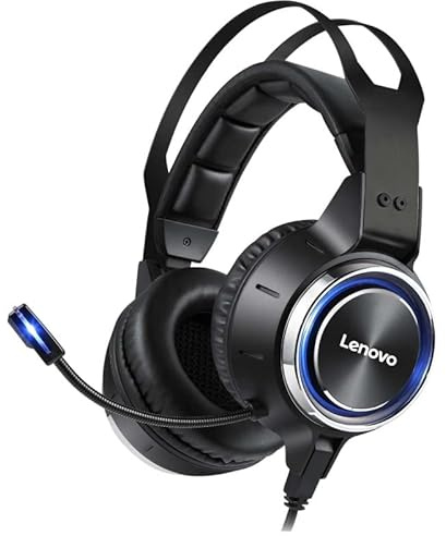 Lenovo Auriculares de Juego (Gaming) HS25 3D Stereo 7.1, reducción de Ruido, con micrófono Ajustable y Efecto LED RGB