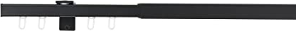 ondeco Vorhangschiene ausziehbar Gardinenschiene innenlauf, Gardinenstange, Innenlaufschiene, Deckenmontage, modern, 1-Lauf Schwarz 160-280 cm