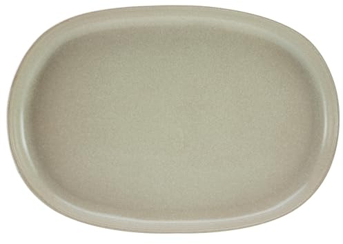 CreaTable, 30006, Serie Uno Sand - Servierplatte oval, 1-teiliges Geschirrset, Servierplatte aus Steinzeug, spülmaschinen- und mikrowellengeeignet, Made in Portugal