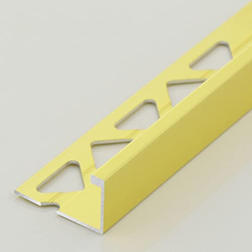 LAIDEPA Fliesenschiene Professional Edelstahl gebürsteter Stahl zum Schutz Höhe 19,2 mm Fliesenprofil Winkel Versiegelter Aluminiumstreifen Abschlusskante,Bright Gold,140cm