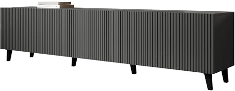 Mirjan24 TV Lowboard Vailbo Grey 200, Fernsehschrank, Fernsehtisch, Unterschrank, TV Tisch, Board, Schrank, TV-Bank (Anthrazit)