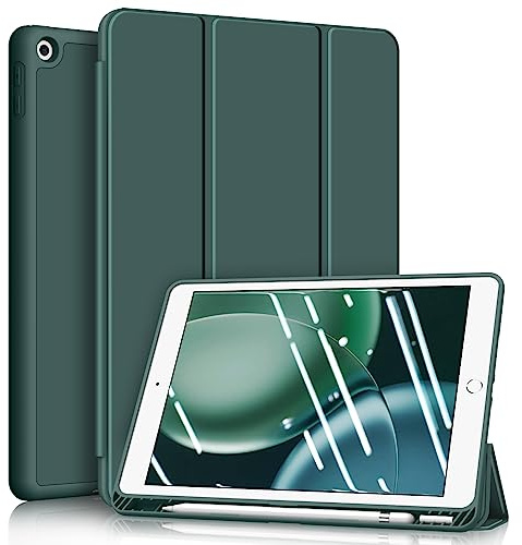 Fintie Hülle für iPad 9./8./7. Generation (10,2 Zoll, 2021/2020/2019) | Schutzhülle mit Stifthalter, Weiche Rückabdeckung, stoßfester Schutz & Auto Sleep/Wake für iPad 10.2 Zoll, Dunkelgrün