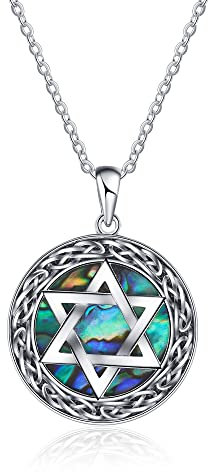 Jewish Star of David Halskette Sterling Silber Keltische Stern von David Anhänger Halskette Judeo Christian Religious Schmuck für Frauen Männer