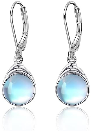 POPLYKE Mondstein Opal Larimar Labradorit Rose Quarz Dangle Ohrringe für Damen Sterling Silber Leverback Ohrringe Larimar Schmuck Geschenke