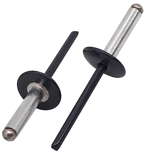 SKIR'CO (50 Stück) Großflansch Alu Blindnieten 4,8 x 20 mm, Edelstahldorn, RAL 7016 Anthrazitgrau