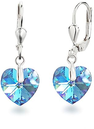 Schöner-SD 925 Silber Hänger Ohrringe Herz Kristall 10mm Damen Mädchen