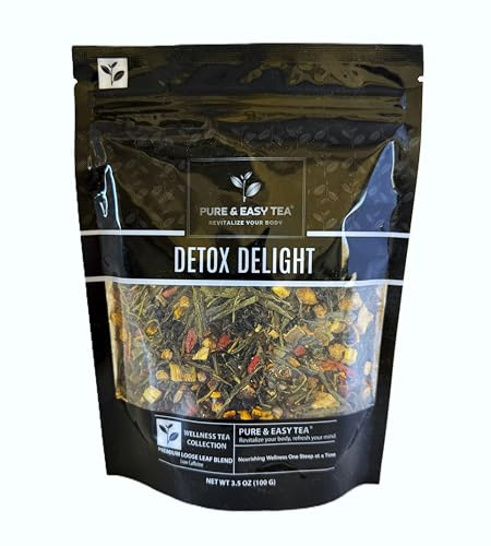 Pure And Easy Tea, Detox Delight Tea for Daily Reset, Whole Leaf Botanical Detox Blend for Digestive Comfort (100g)
