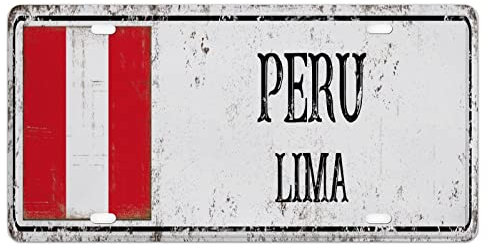 SJOAOAA Placa de matrícula de Perú para tu carrito de golf, accesorios personalizados de coche, placa de metal de aluminio para mujeres, niñas, hombres, niños, 12 x 6 pulgadas