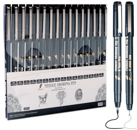 MAIKEDEPOT Mikrolinje penna 6 Storlekar Fineliner Bläck för Konstnärsillustration, Kalligrafi, Skissning, Teknisk