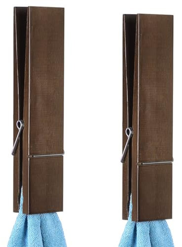 BOSREROY Lot de 2 grandes pinces à linge géantes en bois de 30,5 cm avec ressort pour buanderie, artisanat, mariage, ferme, salle de bain
