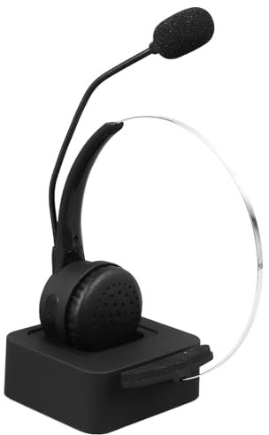 Telefon Headset, Universelles Monaurales Büro Headset mit Rauschunterdrückung und Desktop Basis, Wiederaufladbarer, Leichter Kopfhörer für den Telemarketing Kundendienst