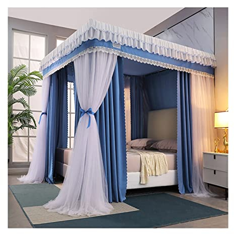 Betthimmel für den Innenbereich, Moskitonetz für Doppelbetten, Verdunkelungsvorhang für Jungen und Schlafzimmer, 360° umwickeltes Moskitonetz (Größe: 200 x 220 x 200 cm)