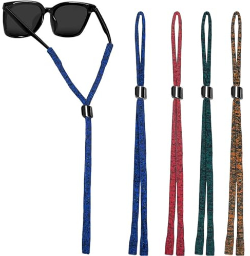 PLABBDPL Glasses Chain 4 Stücke Brillenkette Nylon Brillenband Damen Anti-Rutsch-Brillenband Kette Sport Herren Brillenbänder Verstellbar Sportbrillenband Sonnenbrillen Kette Brillenschnur, F