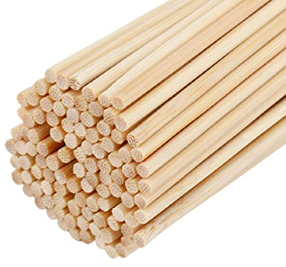 Holzdübelstangen, Holzbastelstäbchen, 100 Stück, geeignet for Bastelprojekte, Bauholzarbeiten, Länge 500 mm, Durchmesser 3–5 mm, 3 × 500 mm(Size:4x500mm)