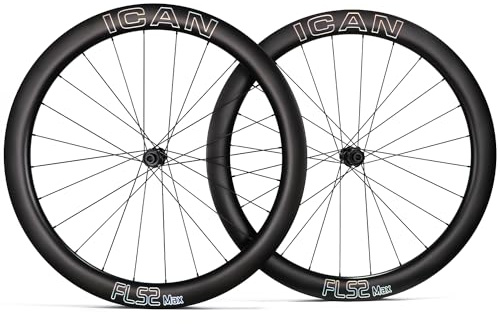 ICAN FL 38/52 Rennrad-Laufradsatz aus Karbonscheibe, 700C, 21 mm Innenbreite, Drahtreifen, schlauchlos, kompatibel mit ICAN D28 Nabe