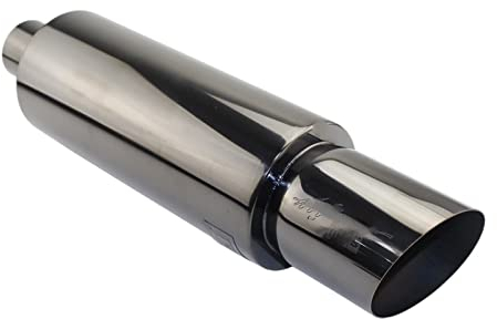 Auto Auspuffblende Auto-Styling-Auspuffrohr-Endstück Universal-Rennschalldämpfer Edelstahl 63 Oder 76 Bis 101 Mm Schalldämpfer Silber Auto Auspuff Endrohr(Tilted e 76MM)