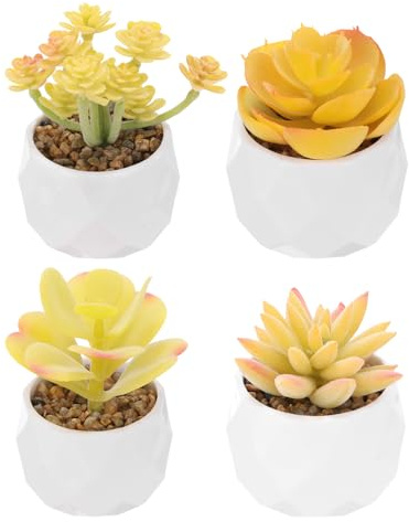 PATIKIL 4pz Set di Piante Grasse Artificiali Pianta Grassa in Vaso Arancia | Artificiale, Pianta Finta, Fiore Finto, per Disposizione, Decorazioni Casa Giardino Scrivania