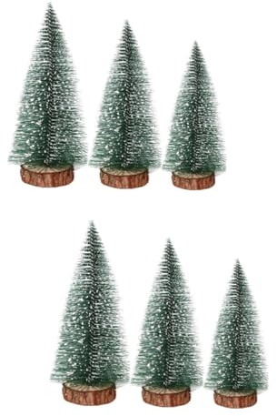 IMIKEYA 6 Pièces Arbre de noël de Bureau Arbres avec des Bases Arbres à Neige artificiels Artificial Christmas Tree Decoration vitrine Noel Plantes artificielles décor Faux sapins de Noel