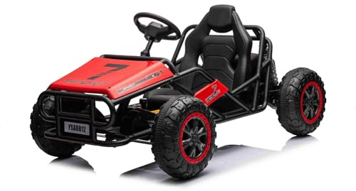 Kinder elektroauto 24V Sport-CART, rot, weiche Eva-Räder, Kunstledersitz, Glatte Drift-Räder, 2 x 50W Motor, 24V Batterie, Massive Metallkonstruktion