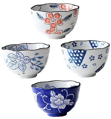 Amosfun Confezione Da 4 Ciotole in Ceramica in Stile Giapponese - Set Di Stoviglie - Ciotole Per Riso Ramen Zuppa Insalata - Forniture Da Cucina