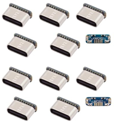chenyang 10 unidades USB C DIY Conector Micro USB de 5 pines a USB C Conector hembra Reparación Adaptador de soldadura de repuesto con asignación estándar / Reversible Pinbelegung