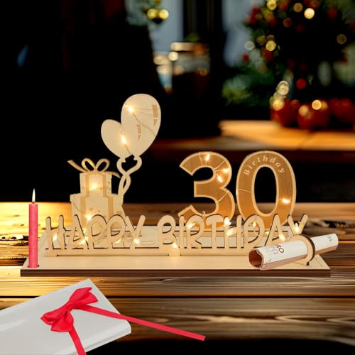 Geldgeschenke 30 Geburtstag, 30 Geburtstag Deko für Mann Frau, 30. Geburtstag Dekoration, Gästebuch mit LED Lichterkette, Geschenke zum 30 Geburtstag Mann Frau, DIY Geschenkideen für Familie Freunde