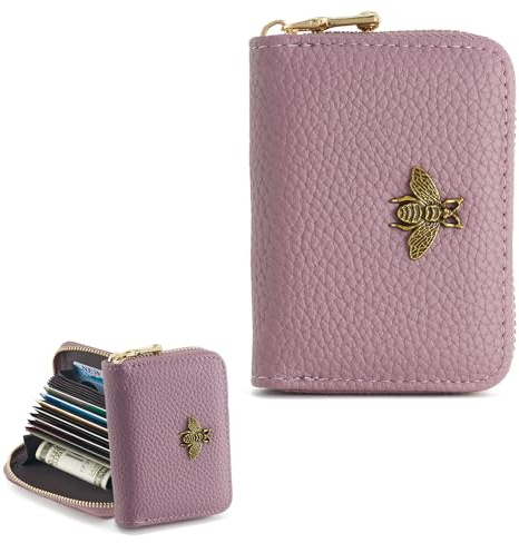 QIUTIMIY Kartenetui Kreditkartenetui,Slim Wallet,Mini Geldbörse,lila